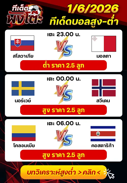 ทีเด็ดสกอร์สูงต่ำ 01/06/2026