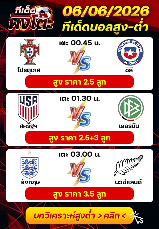 ทีเด็ดสกอร์สูงต่ำ 06/06/2026
