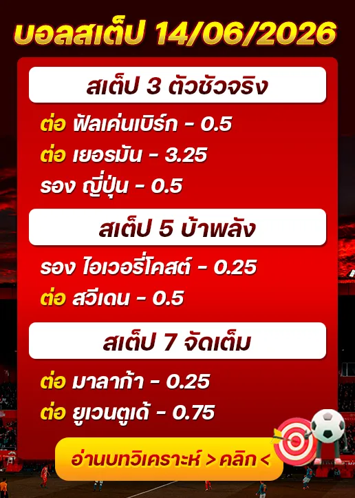 บอลสเต็ปประจำวันที่ 14/06/2026