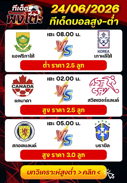 ทีเด็ดสกอร์สูงต่ำ 24/06/2026