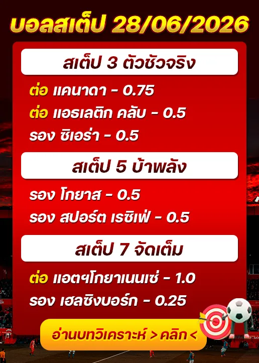 บอลสเต็ปประจำวันที่ 28/06/2026