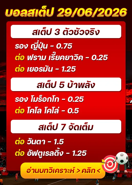 บอลสเต็ปประจำวันที่ 29/06/2026