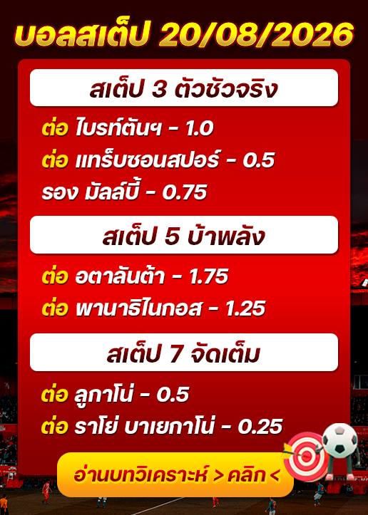 บอลสเต็ปประจำวันที่ 20/08/2026