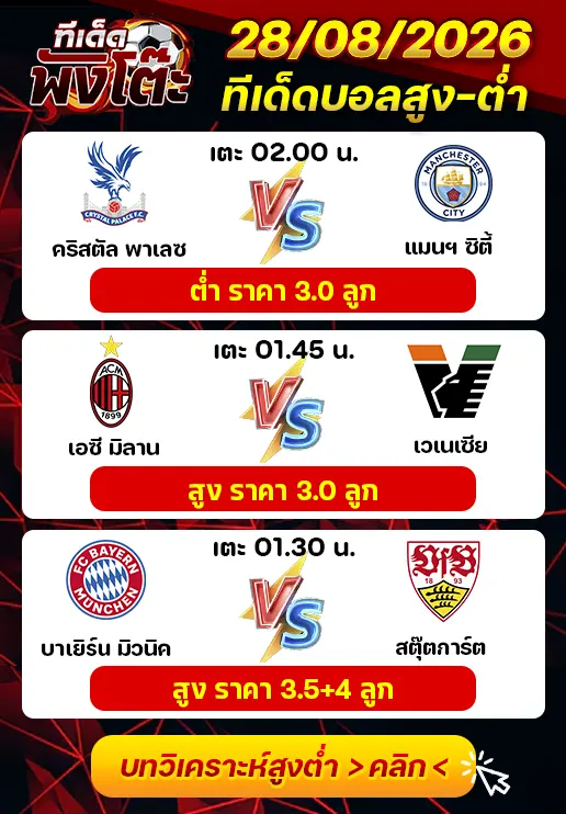 ทีเด็ดสกอร์สูงต่ำ 28/08/2026