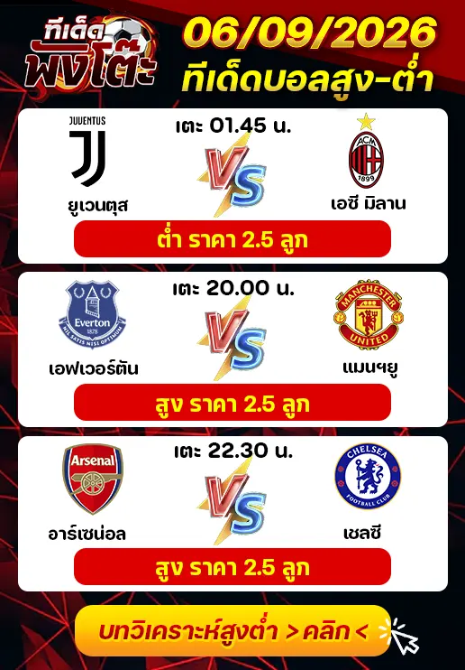 ทีเด็ดสกอร์สูงต่ำ 06/09/2026